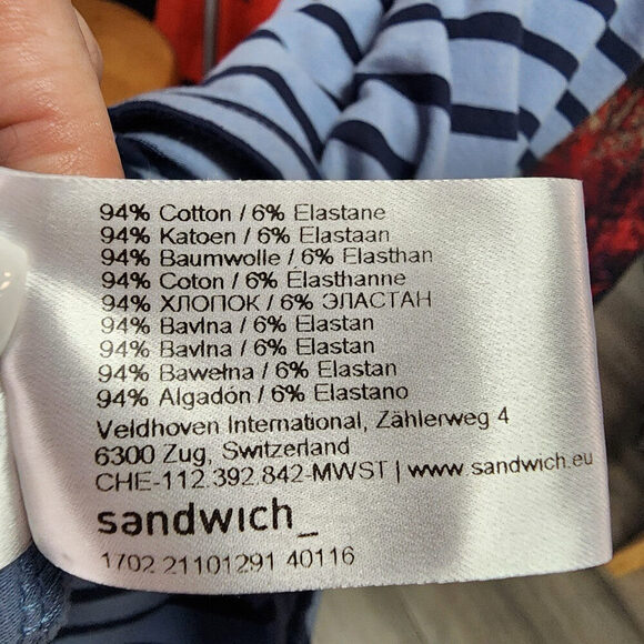 Sandwich Blue Striped Cotton Mini Dress Size L - Picture 8 of 9